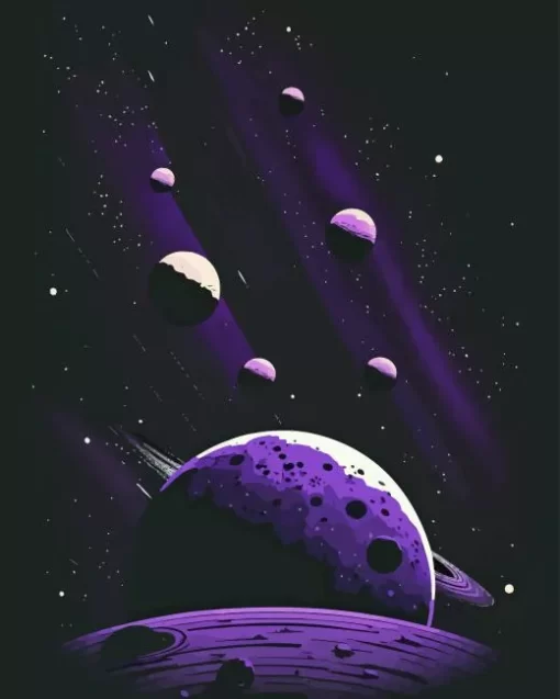 Purple Planets Paint By Numbers