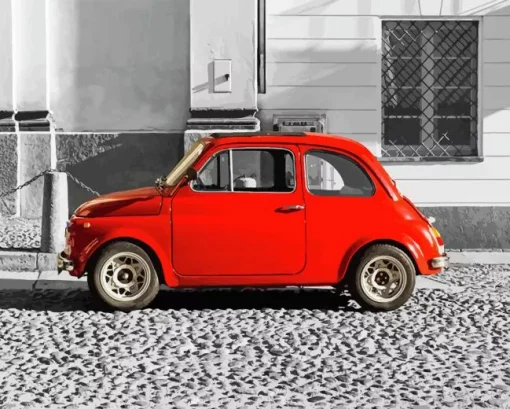 Red Fiat 500 Paint By Numbers