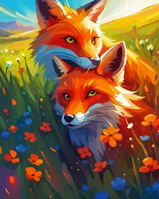 Red Fox Couple Paint By Numbers