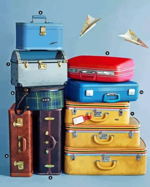 Vintage Suitcases Paint By Numbers