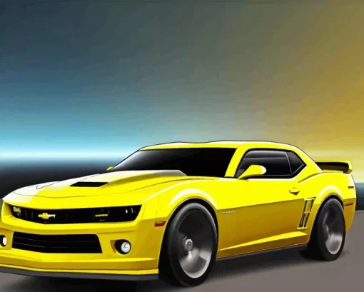 Yellow Camaro Paint By Numbers