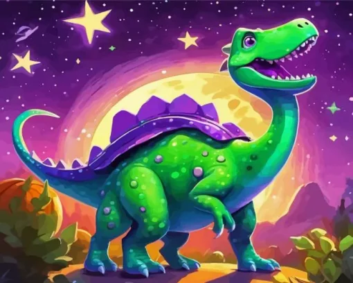 Green Space Dinosaur Paint By Numbers
