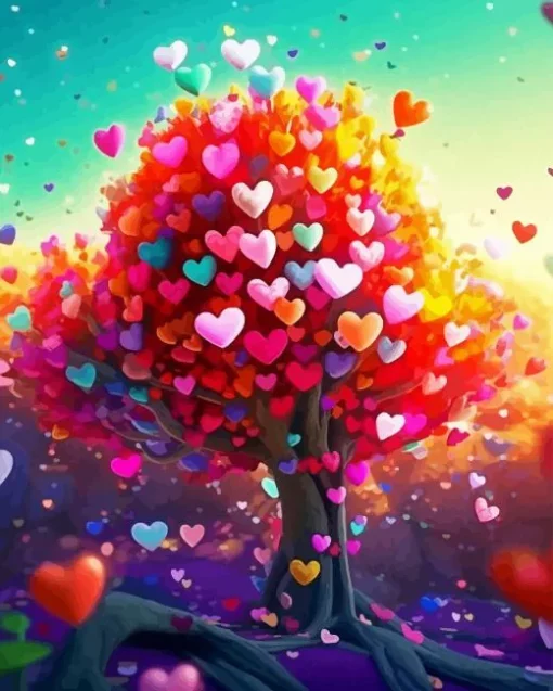 Tree Hearts Paint By Numbers
