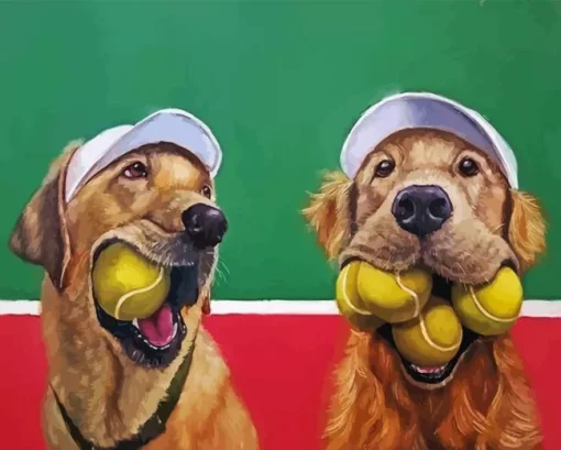 Retrievers With Balls Paint By Numbers