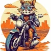 Cat On Motorcycle Paint By Numbers