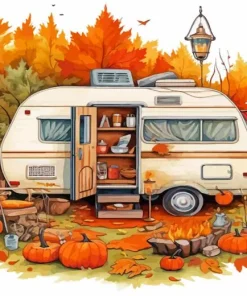 Fall Camper Van Paint By Numbers