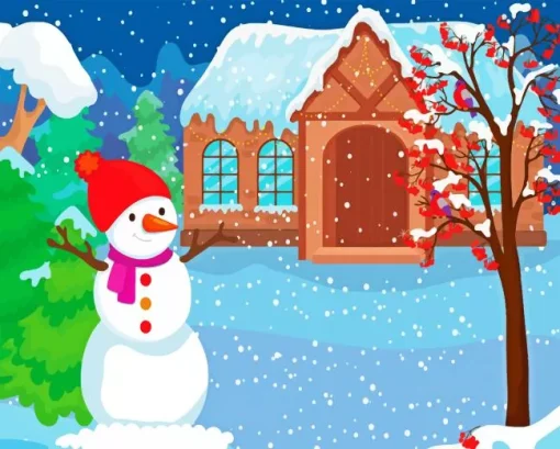 House With Snow Paint By Numbers