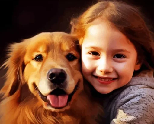 Little Girl With Puppy Paint By Numbers