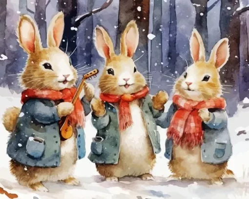 Three Baby Bunnies Paint By Numbers