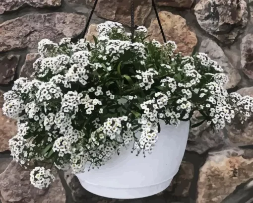 Alyssum Hanging Basket Paint By Numbers