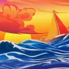 Illustration Stormy Sea Paint By Numbers