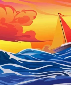 Illustration Stormy Sea Paint By Numbers
