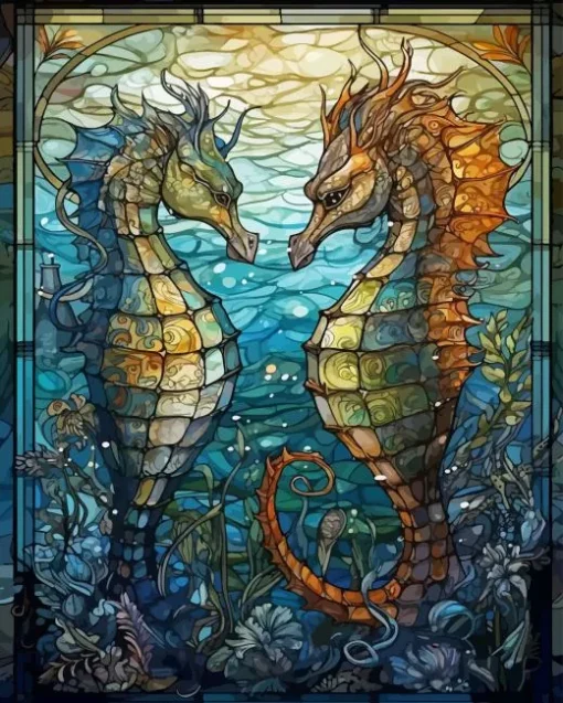 Glass Seahorse Paint By Numbers