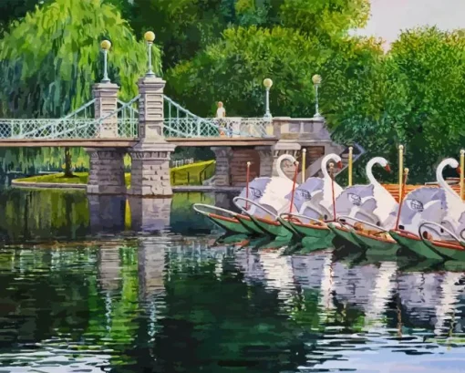 Swan Boats Boston Paint By Numbers