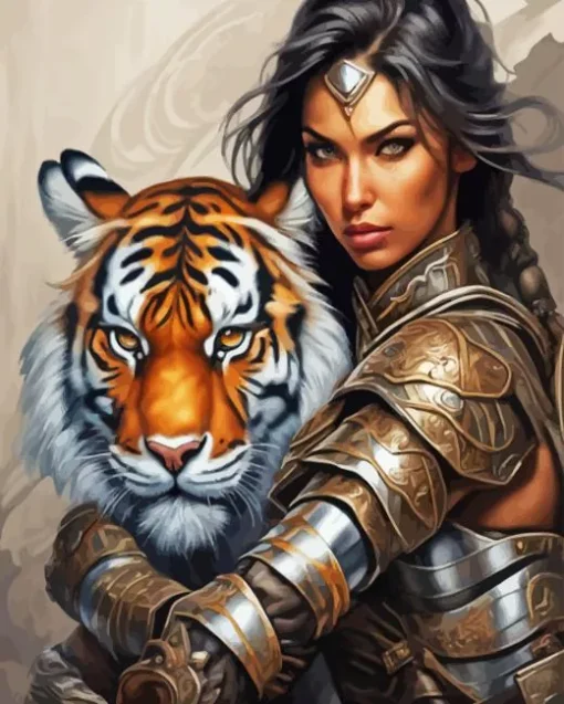 Tiger With Woman Paint By Numbers