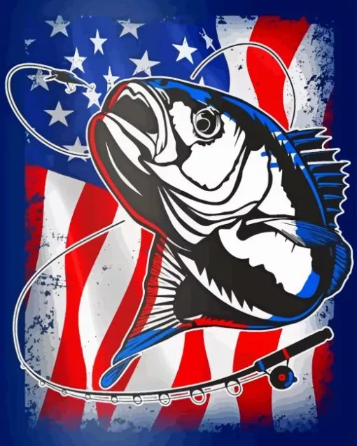 Flag Bass Fish Paint By Numbers