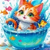 Anime Cat Bath Paint By Numbers
