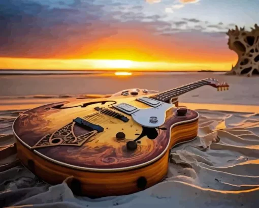Antique Guitar Paint By Numbers