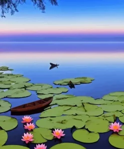 Boat And Lilies Paint By Numbers