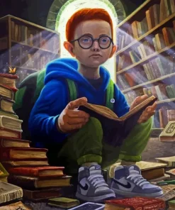 Boy Reading Book Paint By Numbers