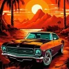 Orange Camaro Art Paint By Numbers