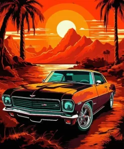 Orange Camaro Art Paint By Numbers