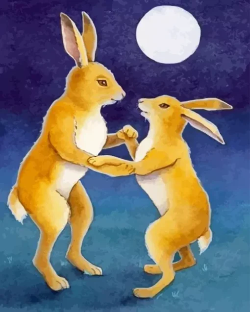 Cute Dancing Rabbits Paint By Numbers
