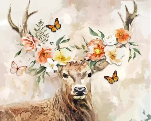 Antlers And Butterflies Paint By Numbers