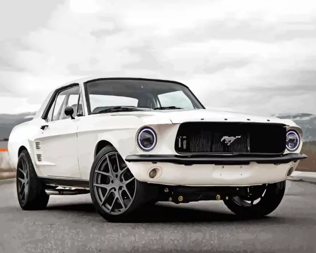 White Ford Mustang Paint By Numbers