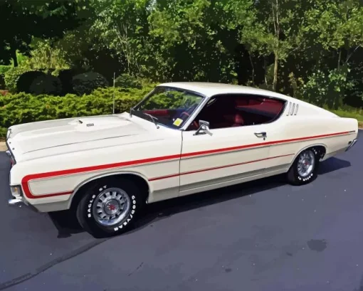 White Ford Torino Paint By Numbers