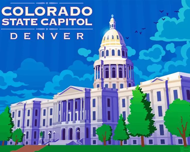 Colorado State Capitol poster paint by numbers Colorado State Capitol Paint By Numbers