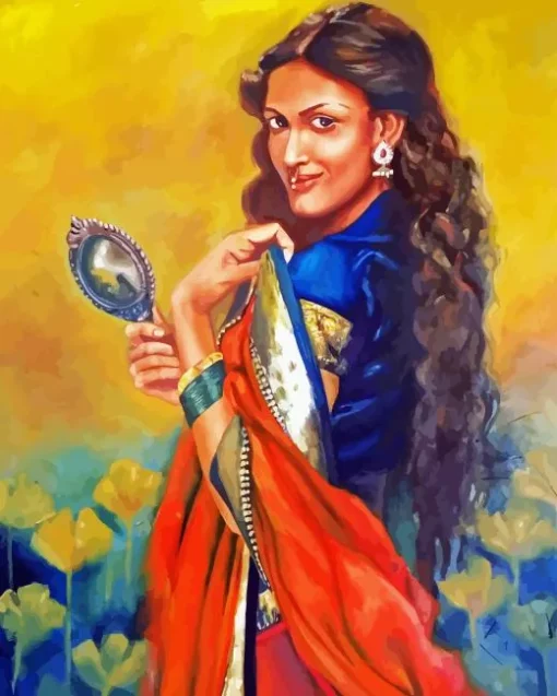 Indian And Mirror Paint By Numbers