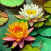 Orange Water Lilies Paint By Numbers