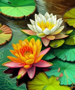 Orange Water Lilies Paint By Numbers