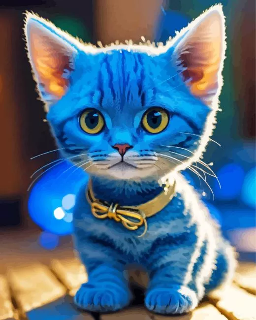 adorable baby grey cat with blue eyes paint by numbers Baby Grey Cat Paint By Numbers