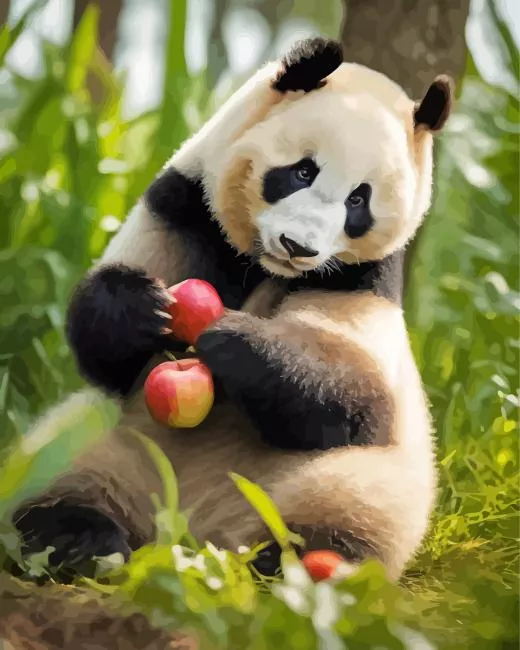 apples panda paint by number Apples Panda Paint By Numbers