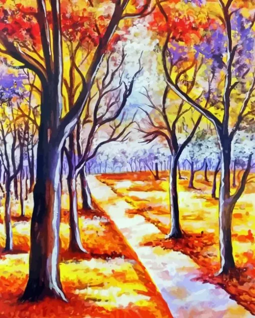Fall Trees Park Paint By Numbers