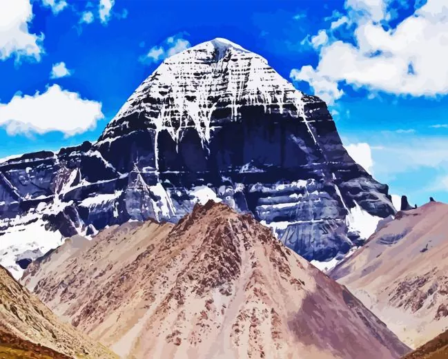 Kailash Mansarovar paint by numbers Kailash Mansarovar Lake Paint By Numbers