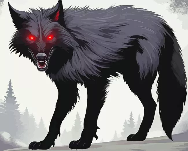 Red Eyes black wolf art paint by numbers Black Wolf Art Paint By Numbers