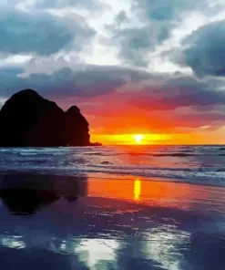 Sunrise Piha Beach Paint By Numbers