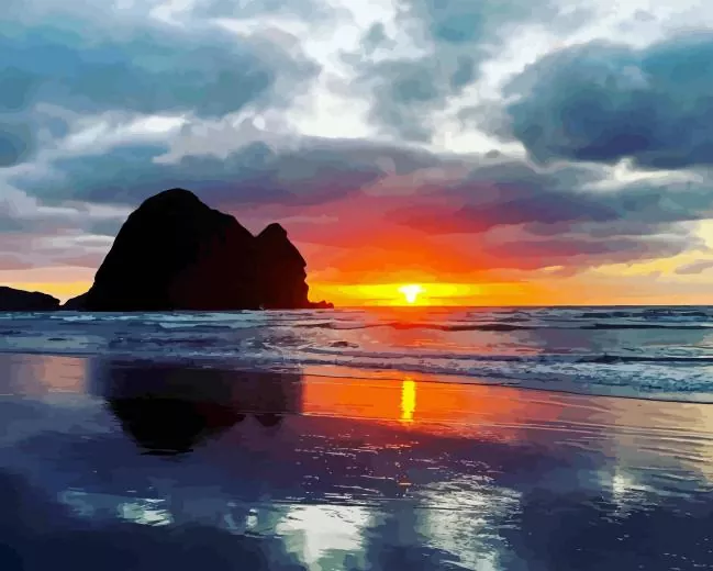 Sunrise Piha Beach paint by numbers Sunrise Piha Beach Paint By Numbers