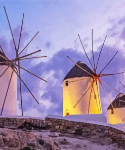 Aesthetic Greece Windmills Paint By Numbers