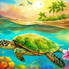 Turtle And Flowers Paint By Numbers