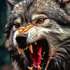 Growling Wolf Paint By Numbers