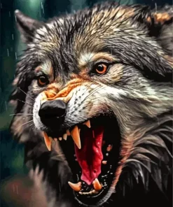 Growling Wolf Paint By Numbers