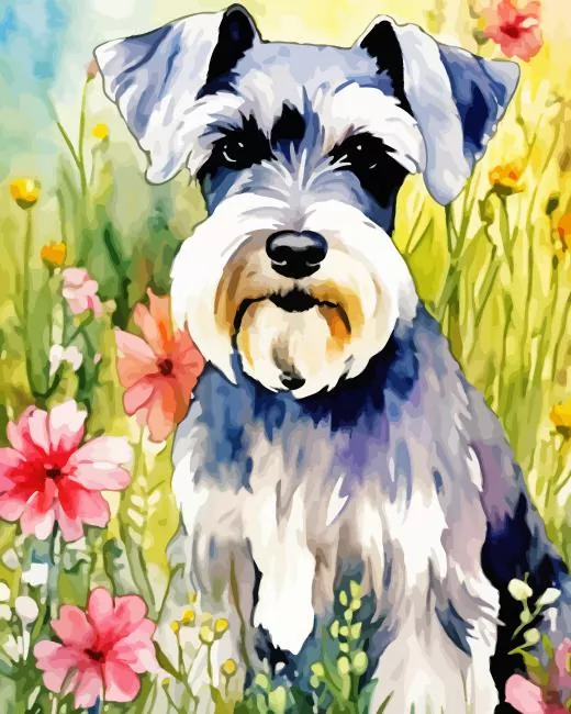 floral grey scottish terrier paint by number Grey Scottish Terrier Paint By Numbers