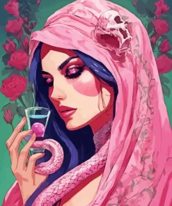 Pink Snake Lady Paint By Numbers