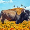 Bison In Desert Paint By Numbers
