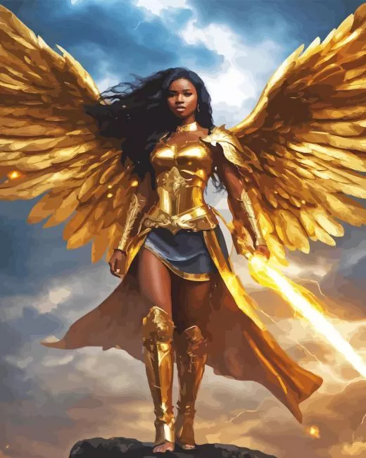 Black Warrior Angel paint by numbers Warrior Angel Paint By Numbers