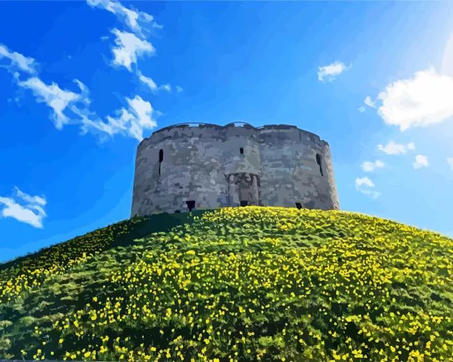 Cliffords Tower York England paint by number Cliffords Tower York Paint By Numbers
